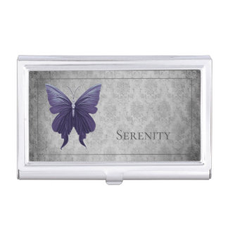 Purple Jeweled Butterfly Business Card Case