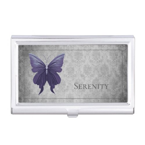 Purple Jeweled Butterfly Business Card Case