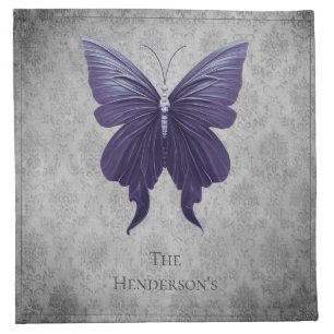 Purple Jeweled Butterfly Cloth Napkin