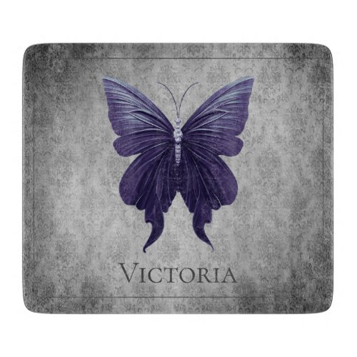 Purple Jeweled Butterfly Cutting Board