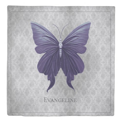 Purple Jeweled Butterfly Duvet Cover