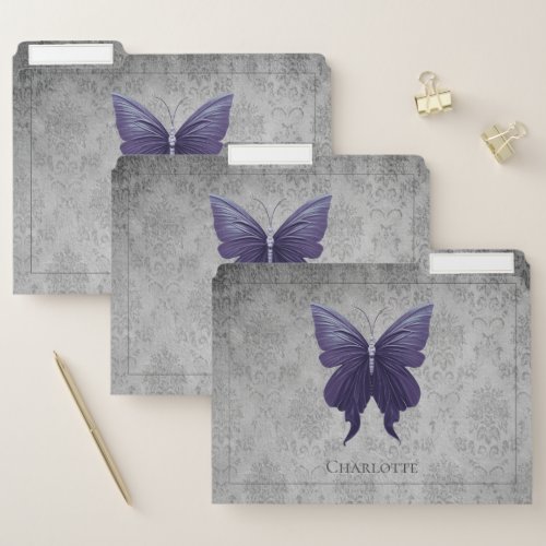 Purple Jeweled Butterfly File Folder