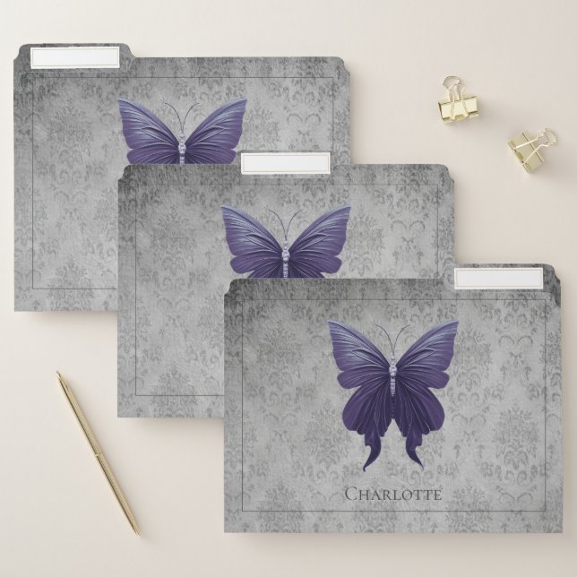Purple Jeweled Butterfly File Folder (Set)