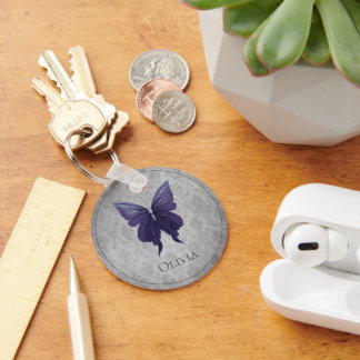 Purple Jeweled Butterfly Keychain