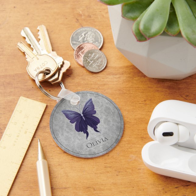 Purple Jeweled Butterfly Keychain (Desk)