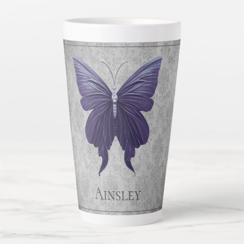 Purple Jeweled Butterfly Latte Mug