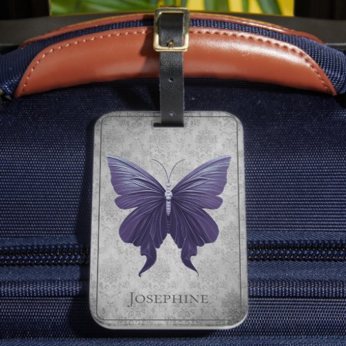 Purple Jeweled Butterfly Luggage Tag