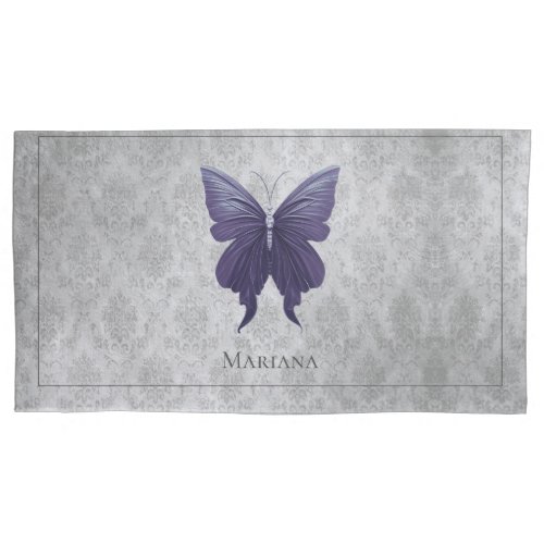 Purple Jeweled Butterfly Pillow Case