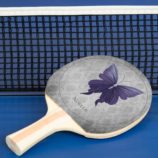 Purple Jeweled Butterfly Ping Pong Paddle (Insitu)