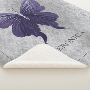 Purple Jeweled Butterfly Sherpa Blanket
