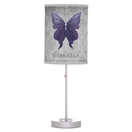 Purple Jeweled Butterfly Table Lamp