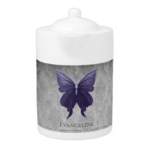 Purple Jeweled Butterfly Teapot