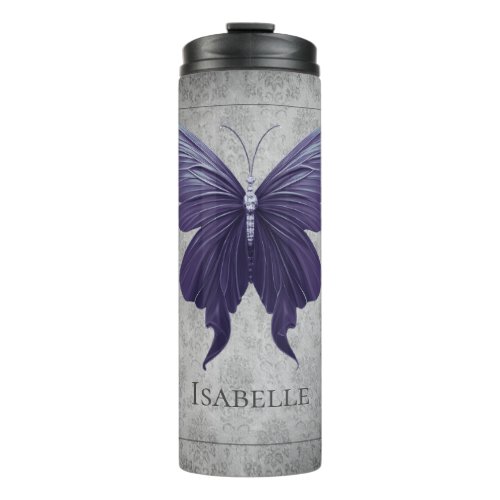 Purple Jeweled Butterfly Thermal Tumbler