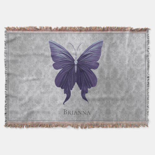 Purple Jeweled Butterfly Throw Blanket