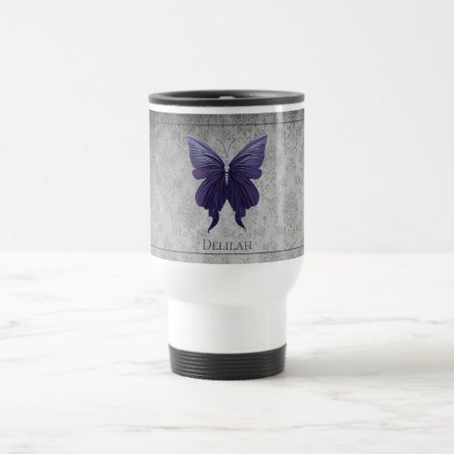 Purple Jeweled Butterfly Travel Mug
