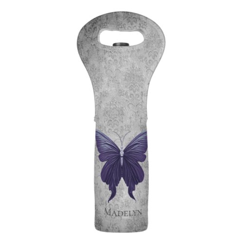 Purple Jeweled Butterfly Wine Bag