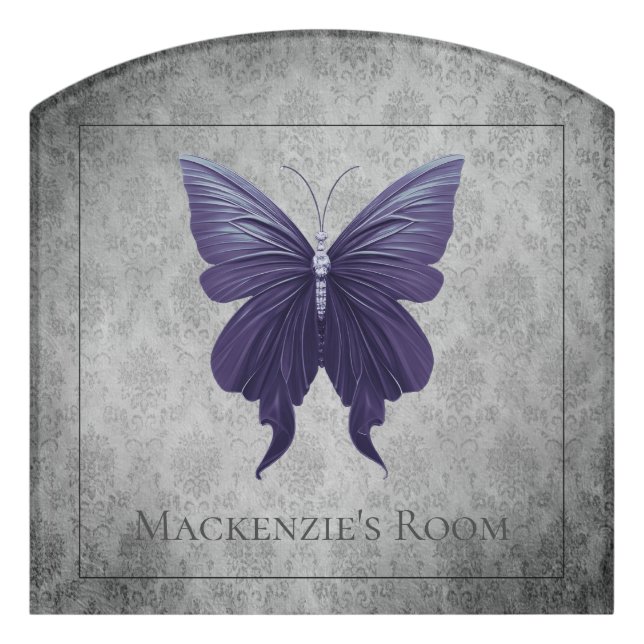 Purple Jeweled Dragonfly Door Sign (Contour Front)