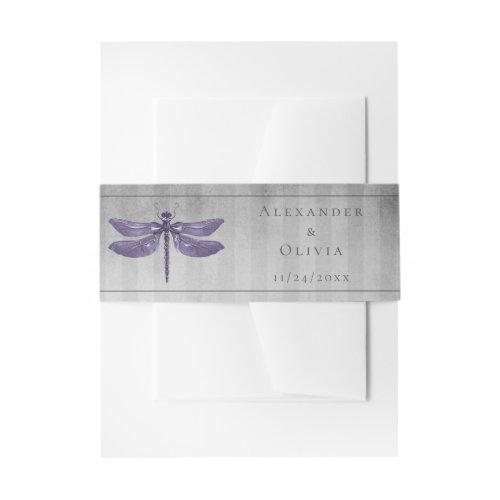 Purple Jeweled Dragonfly Invitation Belly Band