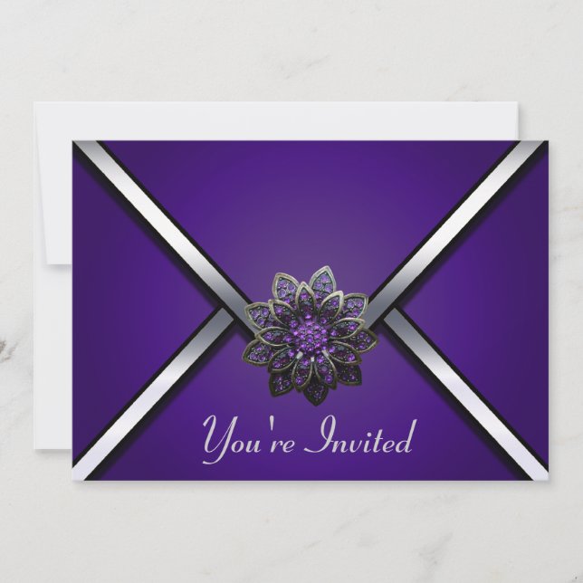 Purple Jeweled Party Invitation (Front)