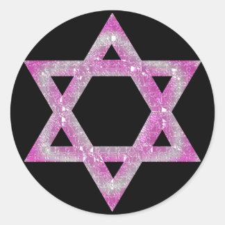 Purple Jeweled Star of David Design Classic Round Sticker
