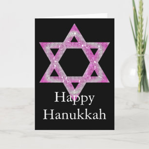 Purple Jeweled Star of David Design Holiday Card