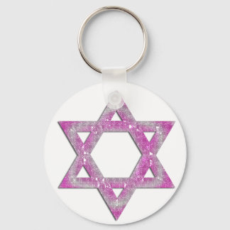 Purple Jeweled Star of David Design Keychain