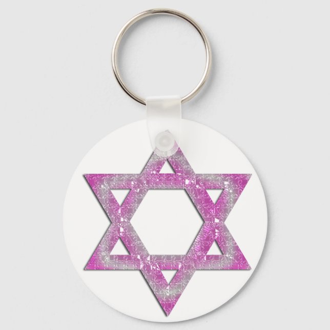 Purple Jeweled Star of David Design Keychain (Front)