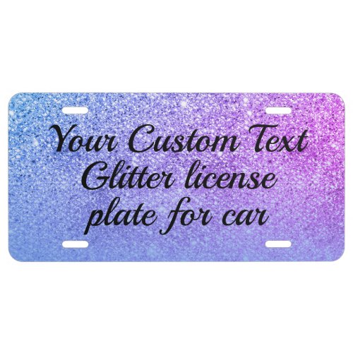 Purple Jewelry Shiny Calligraphy Sparkle Bling License Plate