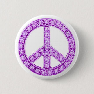 Purple Jewels Peace Sign Pinback Button