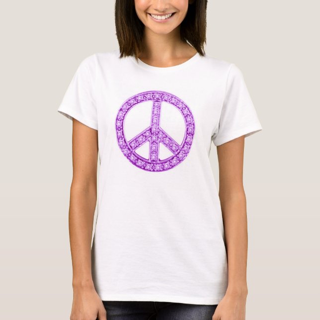 Purple Jewels Peace Sign T-Shirt (Front)