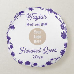 Purple Job's Daughters Honored Queen Keepsake Gift Round Pillow