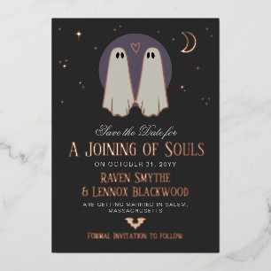 Purple Joining of Souls Ghosts Save the Date Foil Invitation