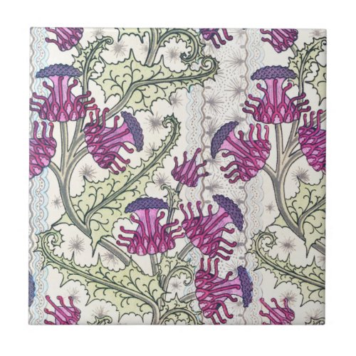 Purple Jonquil Thistle Flower Garden Ceramic Tile