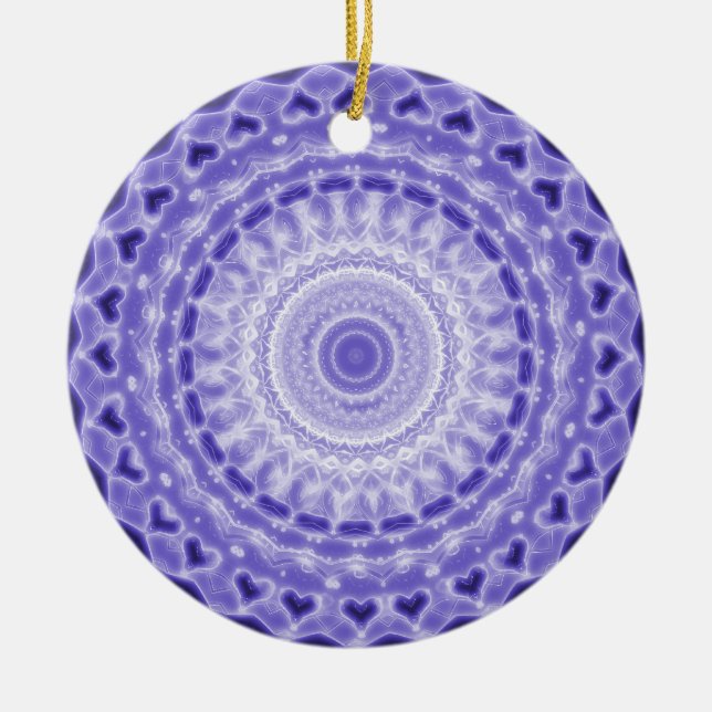 Purple Joy Mandala Kaleidoscope Pattern Ceramic Ornament (Front)