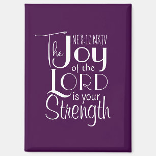 Purple Joy of the Lord Christian Bible Verse Cute Magnet