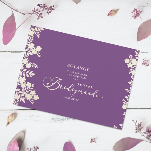 Purple Junior Bridesmaid Proposal Botanical Frame