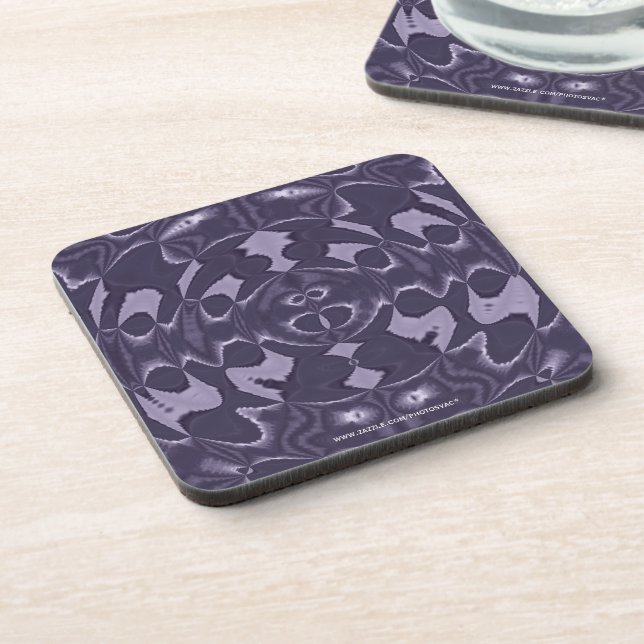 Purple Kaleidoscope Abstract Pattern Art Beverage Coaster (Left Side)