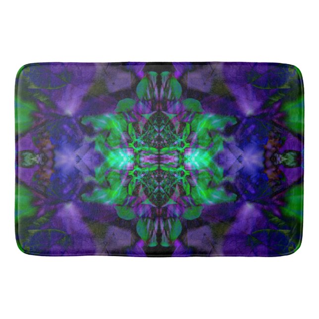 Purple kaleidoscope flower pattern bathroom mat (Front)