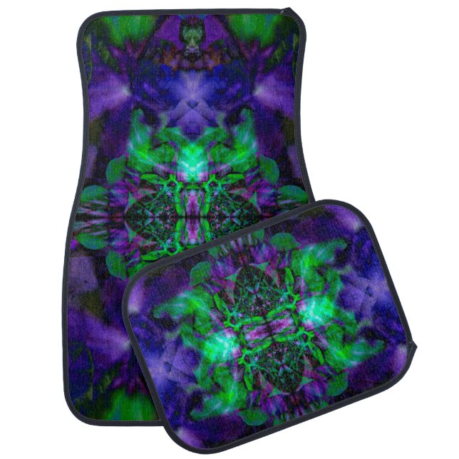 Purple kaleidoscope flower pattern car mat (Set)