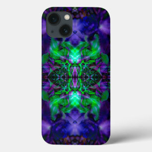 Purple kaleidoscope flower pattern iPhone 13 case