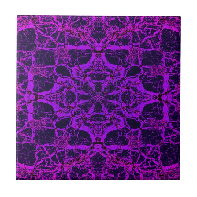 Purple kaleidoscope pattern ceramic tile (Front)