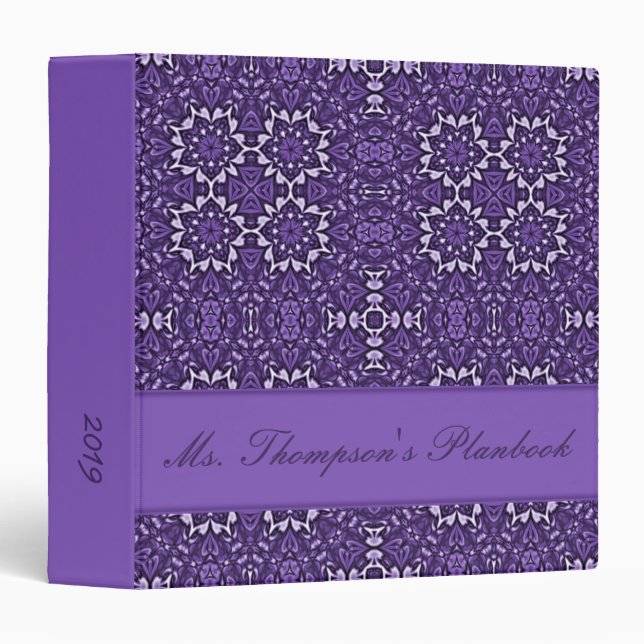 Purple Kaleidoscope Pattern Custom Notebook Binder (Front/Spine)