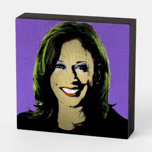 Purple Kamala Harris Pop Art Wooden Box Sign