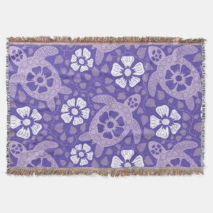 Purple Kauai Turtles Throw Blanket
