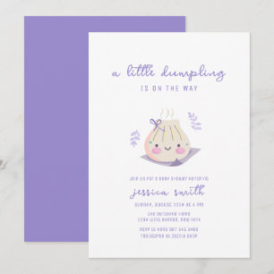 Purple Kawaii Bow Dumpling Girl Baby Shower  Invitation