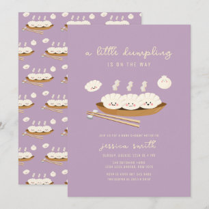 Purple Kawaii Stream Bao Dumpling Baby Shower  Invitation