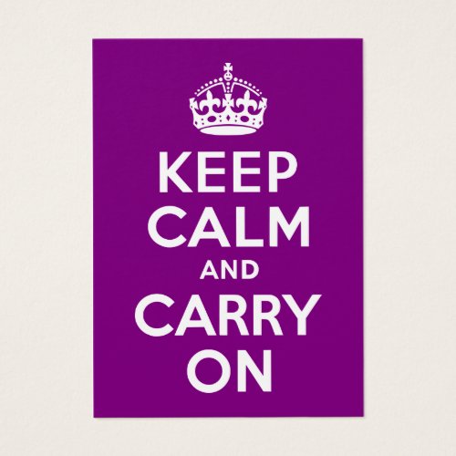 Purple Keep Calm and Carry On Business Cards
