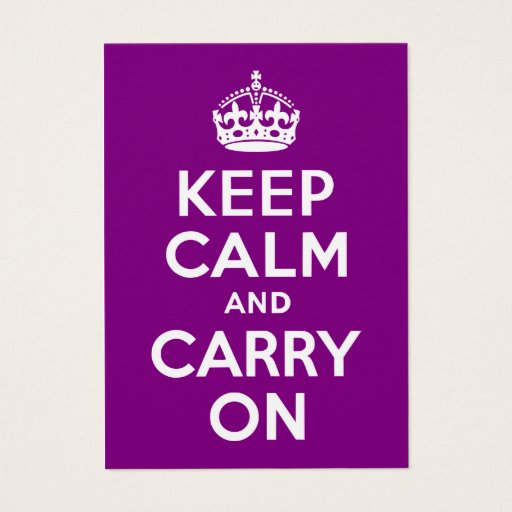 Customizable Purple Keep Calm and Carry On Business Cards