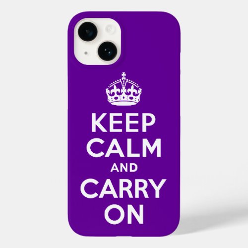 Purple Keep Calm and Carry On Case_Mate iPhone 14 Case