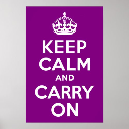 Purple Keep Calm and Carry On Poster